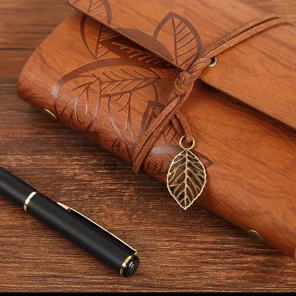 Leather Journal Leaf Pattern - Dark Brown - NWT - Picture 3 of 8